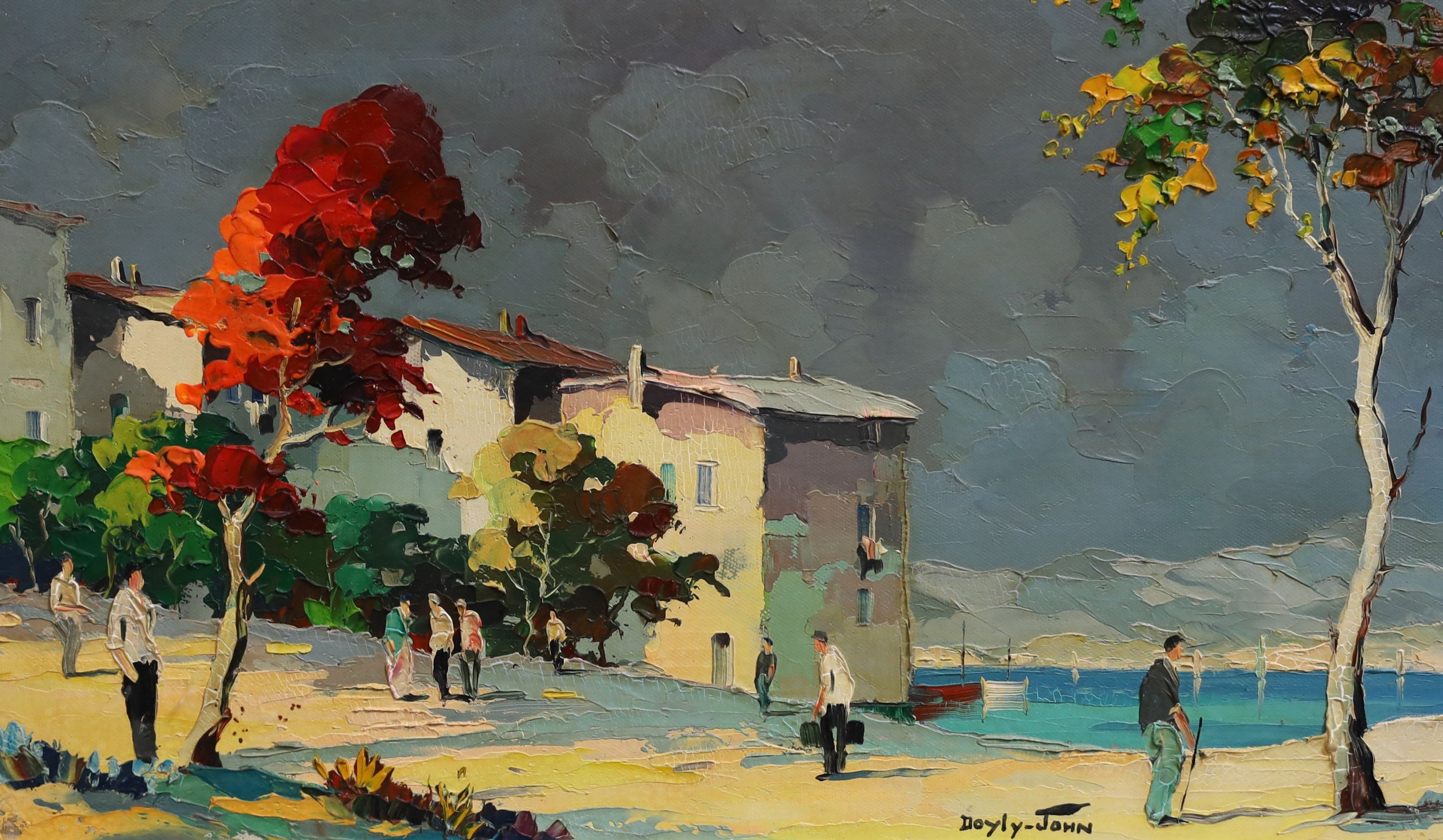 Cecil Rochfort Doyly-John (1906-1993), On the Mediterranean coast, oil on canvas, 30 x 50cm